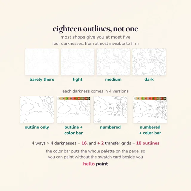 eighteen printable outline pages for the grapefruit cocktails kit at four line darknesses, plain or numbered, so alcohol markers and colored pencils each get a page that suits them